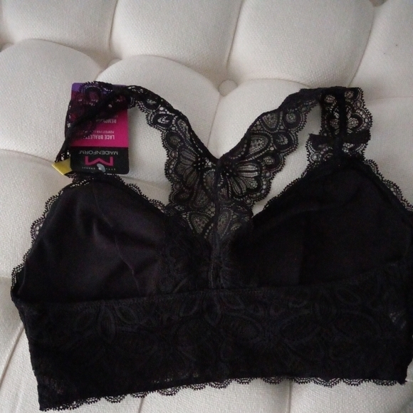 Maidenform Lace bralette Wireless Wide Straps Black Dm002c Medium. - Picture 1 of 4